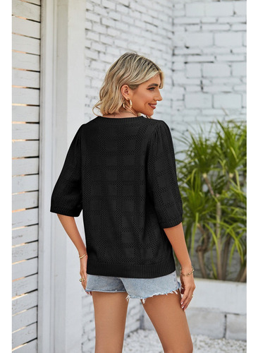 A Jersey De Punto Con Protección Solar Hueca Para Mujer