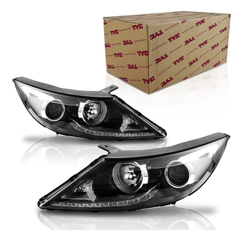 Par Farol Sportage 11 12 13 14 15 Duplo Máscara Negra Led