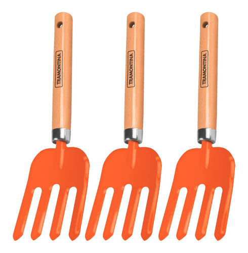 Kit 3 Garfos 4 Dentes Jardinagem Aço Ferramenta Tramontina