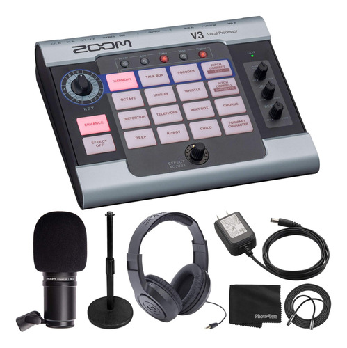 Zoom V3 Efectos Vocales Procesador + Zoom Zdm-1 Micrófono +