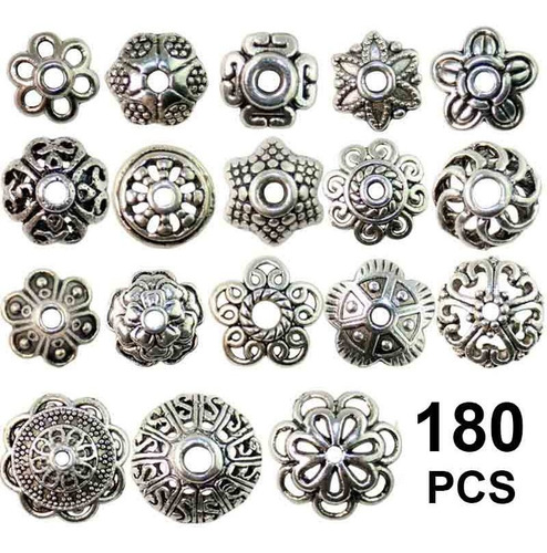 180 Cuentas Espaciadoras Antiguas Abalorio De Plata Tibetana