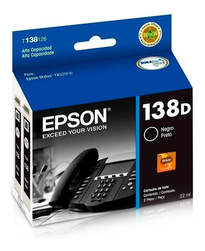 Epson Cartucho T138126-al Negro Tx 525fw (2 Unidades Hig