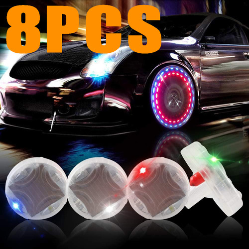 8 Luces Led Solares De Colores Para Ruedas De Coche Y Moto [