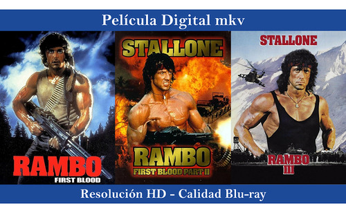 Rambo 1, 2 & 3 - Película Digital Hd (Usado)