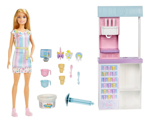 Barbie Set Heladería Con Muñeca