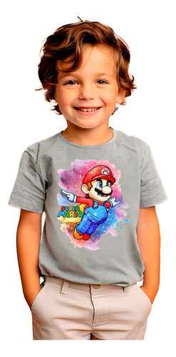 Polera Estampada 100% Algodón Niño Super Mario Exclusivo