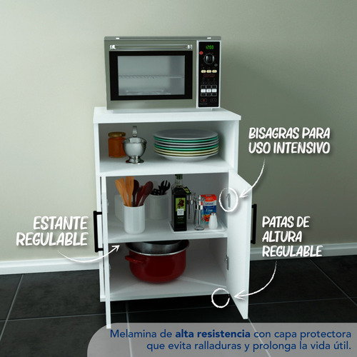 Mueble Mesa Auxiliar De Cocina Rack Puerta Microondas Oferta
