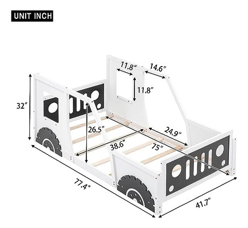 Cama De Plataforma En Forma De Auto De Tamaño Individual Con