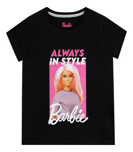 Barbie Camiseta Para Niñas, Negro -