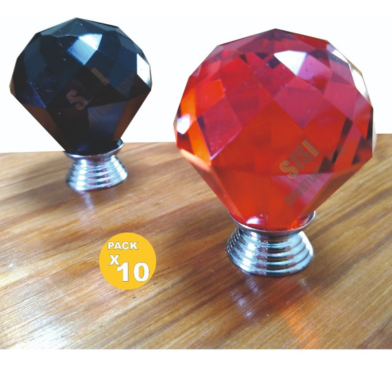 Tirador para muebles 10 unidades, cristal de 30 mm, aleaci/ón de cinc