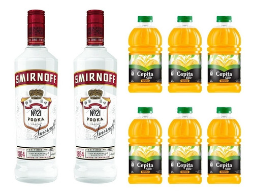 2 Vodka Smirnoff Original + 6 Cepita Naranja1l Zetta Bebidas