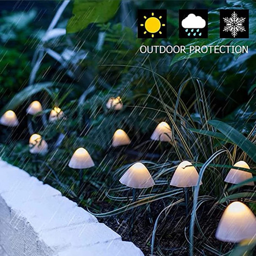 Luces Solares De Hongo 20led Luces De Cadena De Jardín