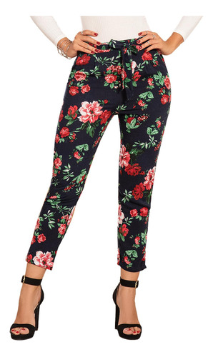 Pantalon Flowers Azul Para Mujer Croydon