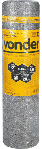 Tela Metálica Hexagonal Malha 1/2 26 Bwg X 1,0m 50m Vonder
