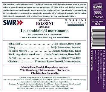 Rossini/priante/samsonova/wbpo/franklin Cambiale Di Matrimon