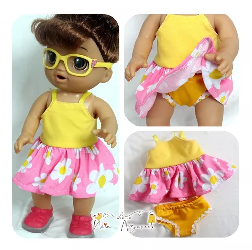 Roupa P/ Boneca Baby Alive Vestido E Calcinha Neia Azevedo