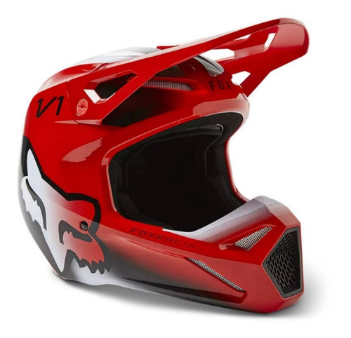 Casco Moto Fox V1 2023 Toxsyk Rojo Fluor Mx