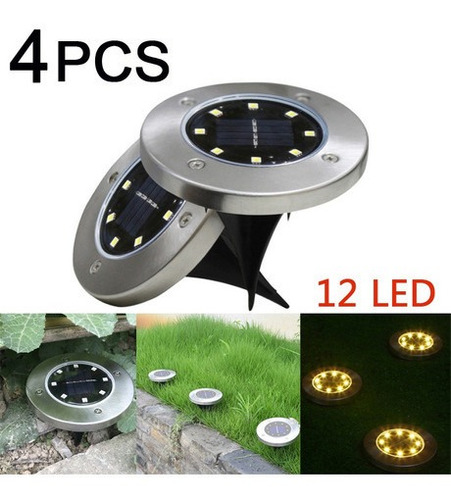 12led Luz Solar Lámpara De Piso Al Aire Libre Jardín Decking