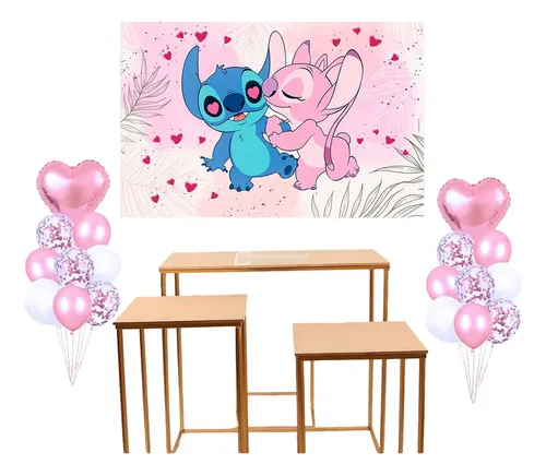 Fondo De Tela Lilo Y Stitch Con Su Novia Angel Decoracion