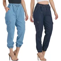 Comprar Kit 2 Calças Jeans Jogger Mom Boyfriend Cintura Alta Premium