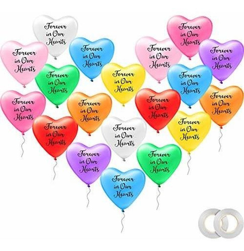 72 Pieces Colorful Funeral Balloon Hearts Shape Balloon...