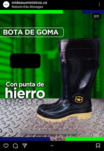 Bota De Goma / Pvc / Plastica Negra Con Punta De Hierro 