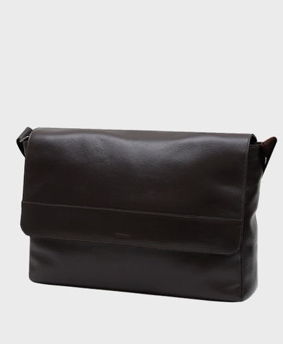 Bolsa Carteiro Masculina De Couro Bovino Couro50 Eucalipto Cor Café