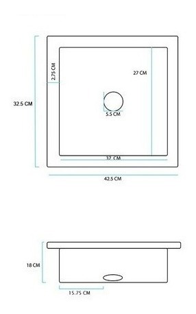 Imagen 2 de 3 de Pileta Bacha Acero Inoxidable Cocina Simple 27 X 37 X 18cm