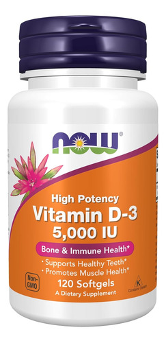 Vitamina D3 125 Mcg 5.000iu X 120 Softgels - Now Foods