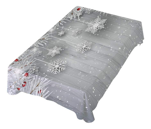 Mantel Navidad Rectangular Copo Nieve 152 X 228 Cm