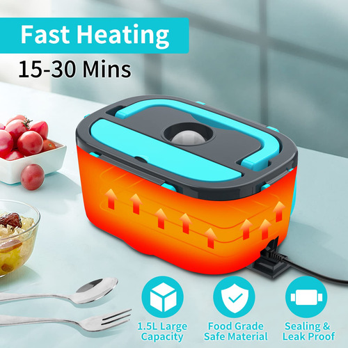 Fiambrera Eléctrica Calefacción Rápida 80w 1.5l Color Azul Azul