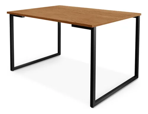 comprar Mesa de Sala de Estar e Jantar Retangular Estilo Industrial para 4 Pessoas Klm Store Cor Imbuia e Preto