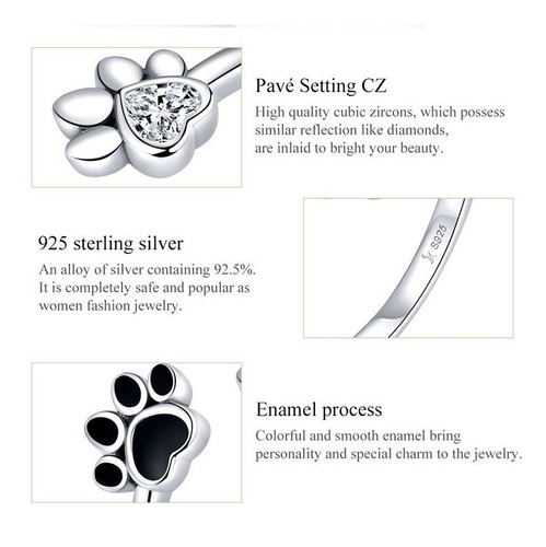 Anillo Plata S925 Huellas Perrito Gatito Ajustable