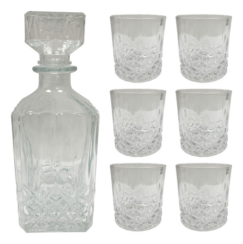 Set Whisky 7 Piezas Botella 6 Vasos Caja Pettish