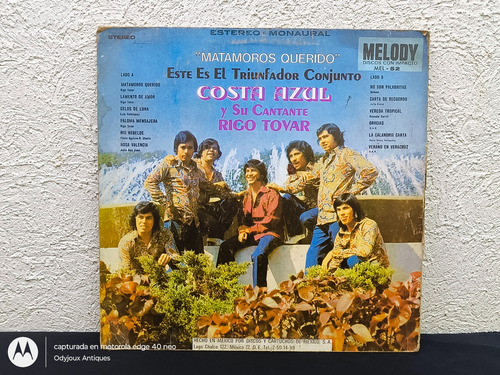 Disco Lp Vinilo Costa Azul Y Rigo Tovar Matamoros Querido (Usado)