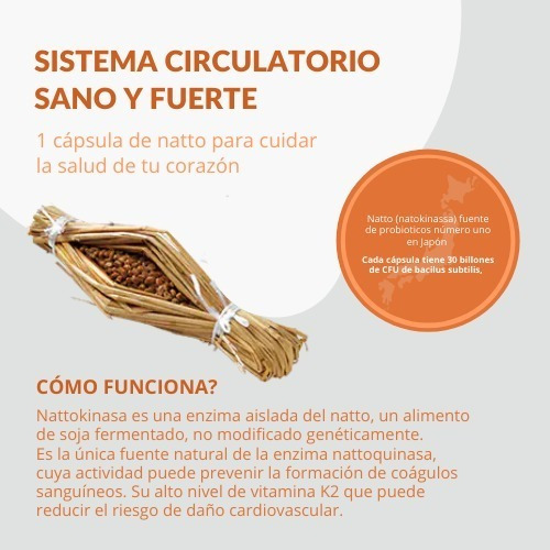 Suplemento FUJIRO JAPAN Suplementos Alimenticios Probióticos NATTO - cápsula