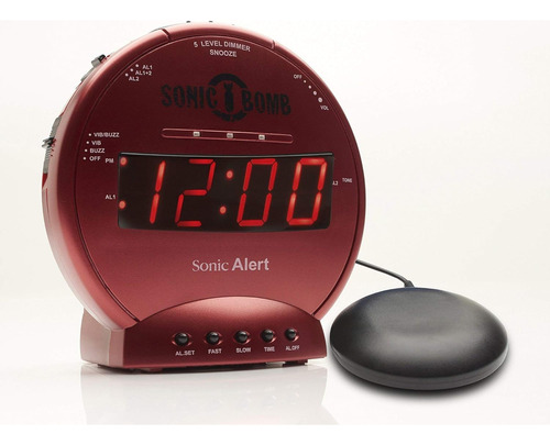 Reloj Despertador Sonic Alert Rojo Liso , Digital , Plastico
