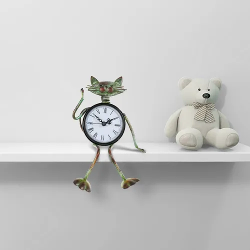 Reloj Vintage Hecho A Mano Con Forma De Gato, Figura De Meta