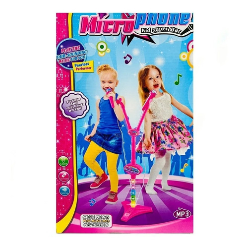 Micrófono Doble Star Party Mp3 Con Pedestal Niñas Niños