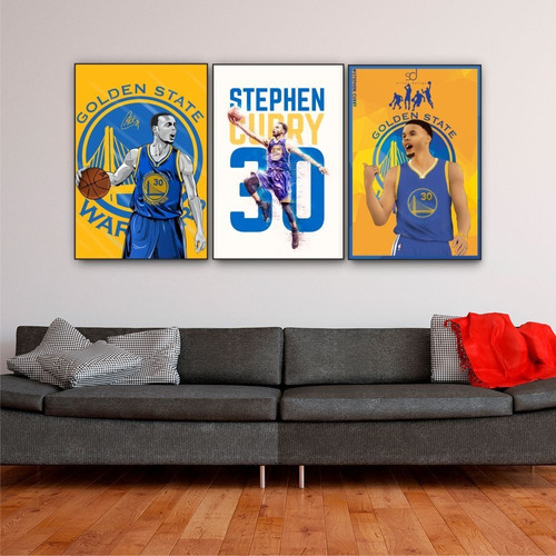 Cuadros Nba X3 Curry Golden State 27x42 Warriors Kev Durant