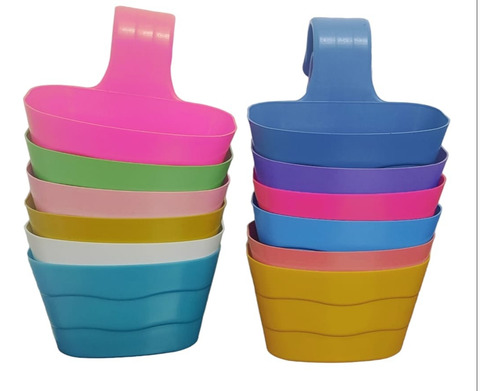 Imagen 3 de 4 de Maceta Balconera Mini Plastica Balcon Colores Pack X 10
