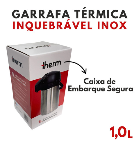Garrafa Térmica 1l Inquebrável Aço Inox Com Ampola Para Café Chá Chimarrão