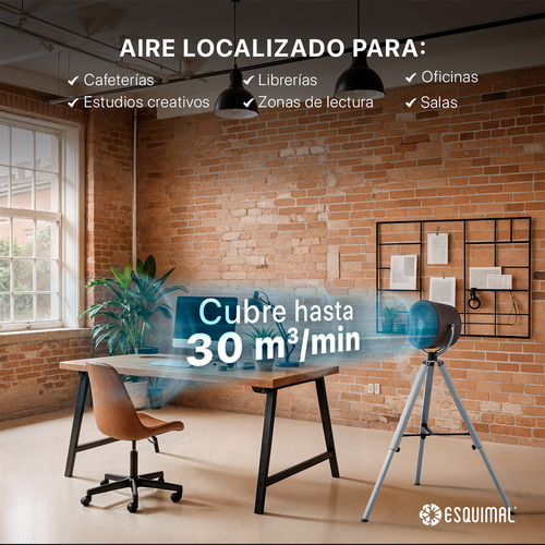 Ventilador Con Tripié Tipo Reflector Esquimal. Estilo Retro Industrial, Acabado Tipo Madera, Altura Ajustable, 3 Vel, Decoración Para Hogar Y Oficina