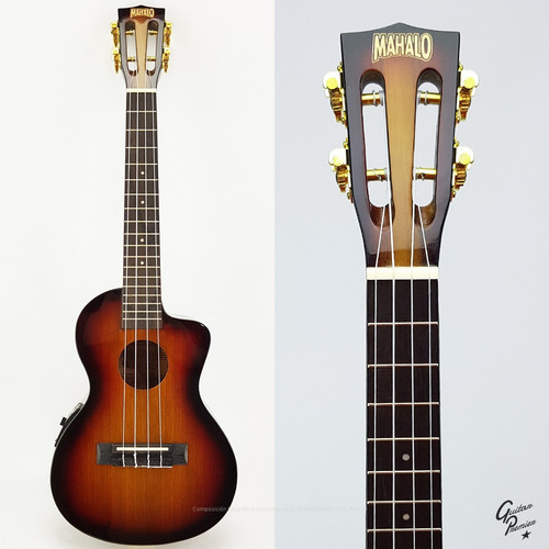Imagen 4 de 8 de Ukelele Tenor Electroacustico Corte Mahalo Afinador Funda Sb
