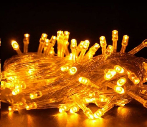 Serie Navideña Led 100 Luces 6 Mts Luces Amarillas