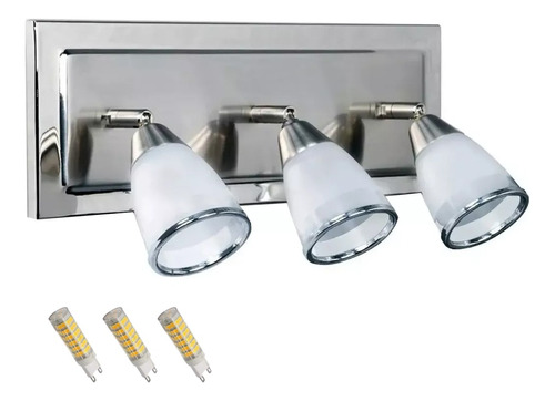 Aplique 3 Luces Ancona G9 Con Led 6w Cabezal Movil Apto Baño