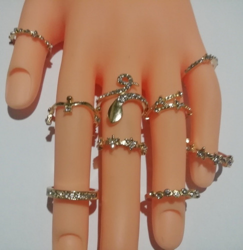 Set De Anillos Diseño Serpiente 9 Piezas 2 Modelos A Elegir
