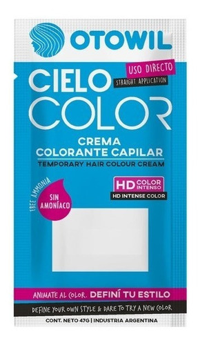 Imagen 5 de 6 de Tintura Para El Pelo Varios Colores Cielo Color Otowil X50g.
