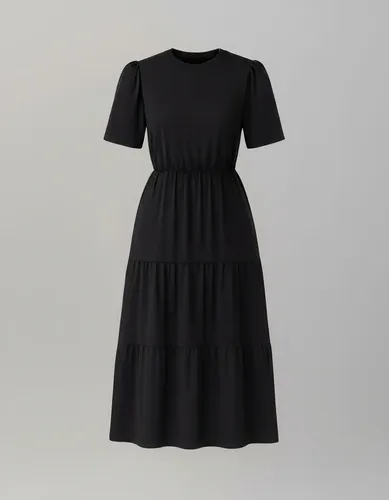 Vestido Midi Manga Casual Elegante Feminino Liso Verão .mm