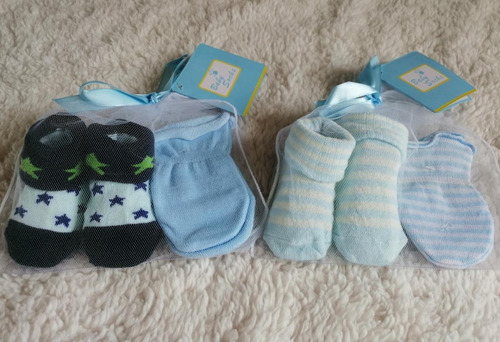 2 Set Recién Nacidos Calcetines Y Mitones